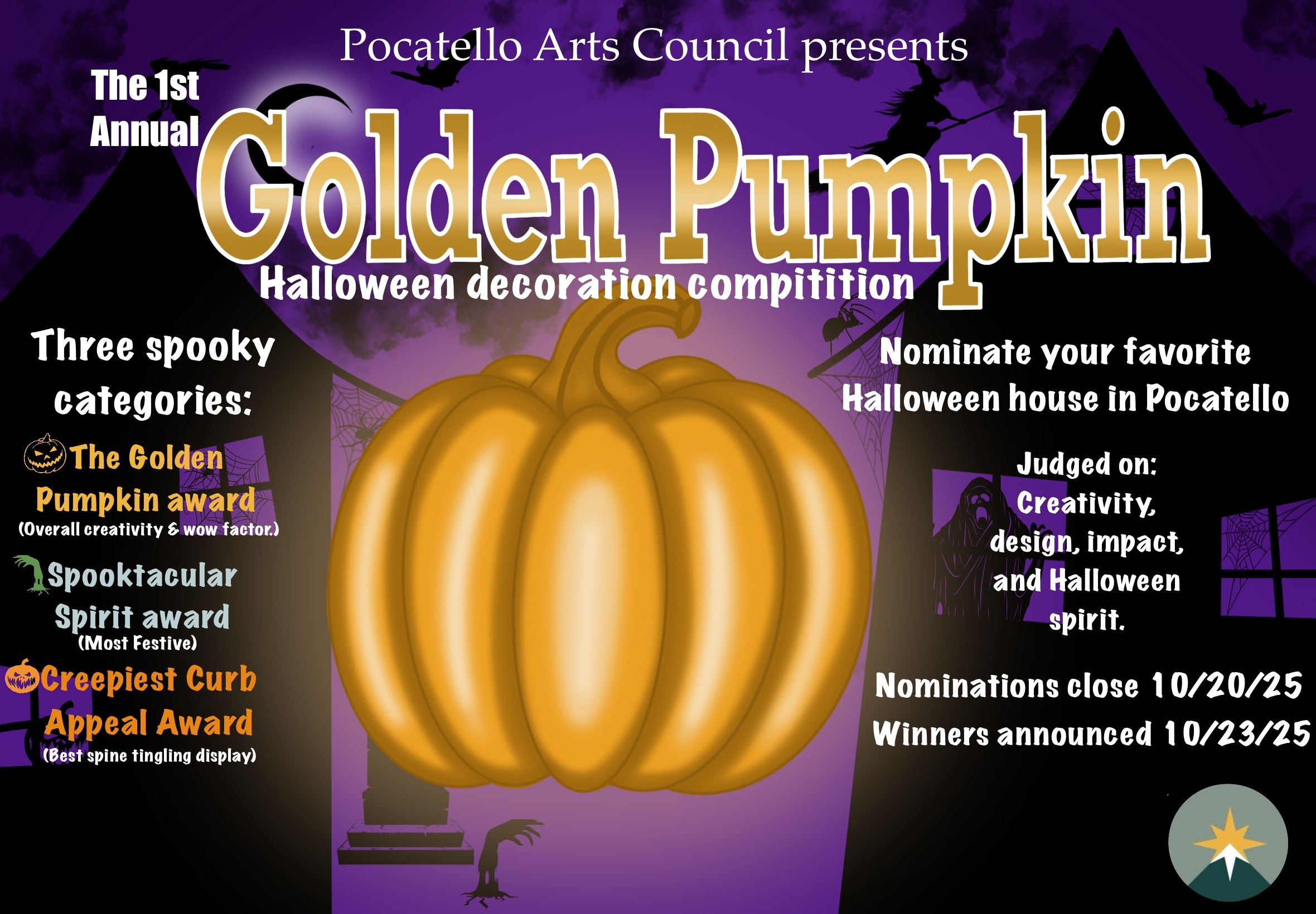 The Pocatello Arts Council presents the first annual Golden Pumpkin Halloween Decoration Competition
